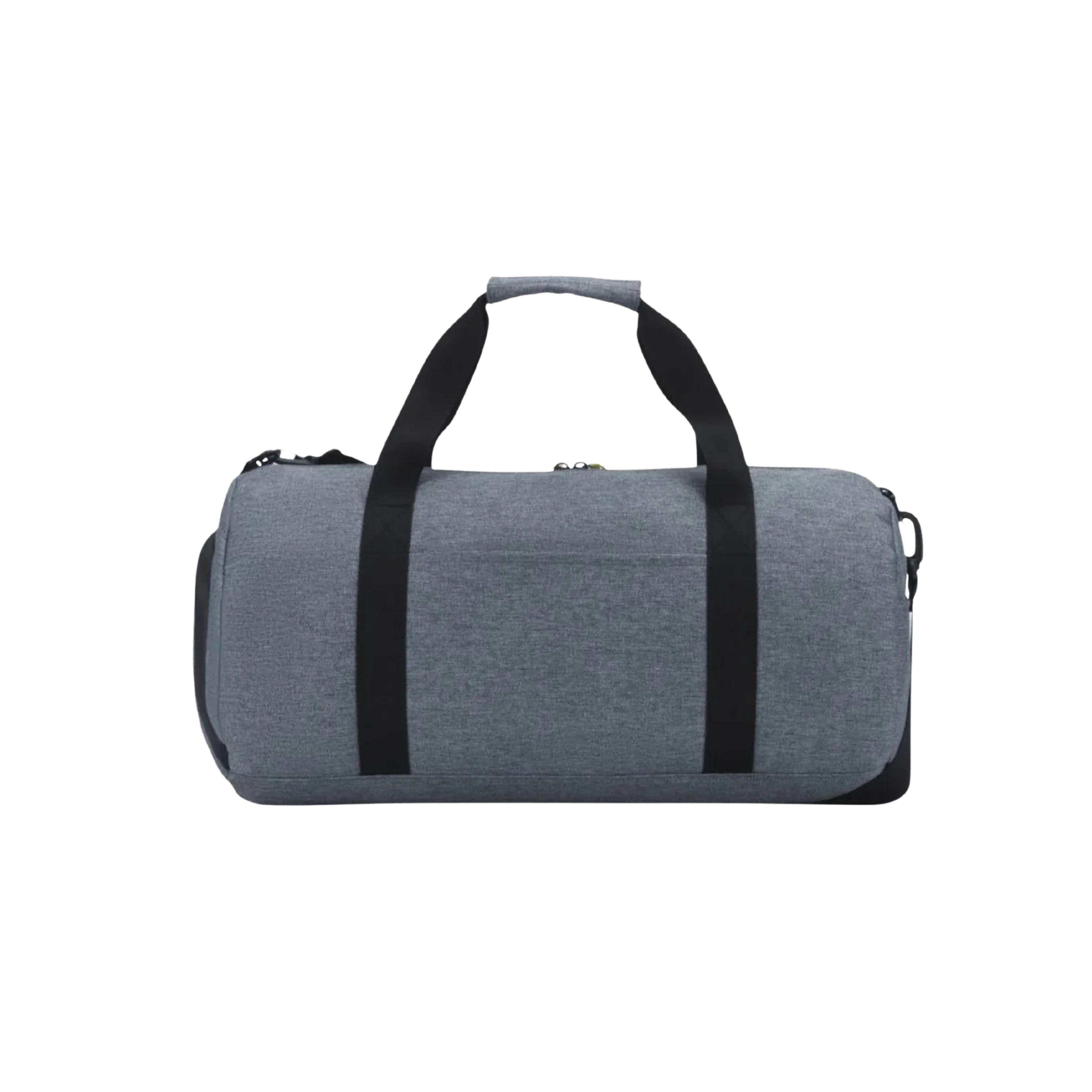 BirdieBox Hudson Cole dark grey canvas duffle bag with black handles and reinforced zippers, perfect for travel.