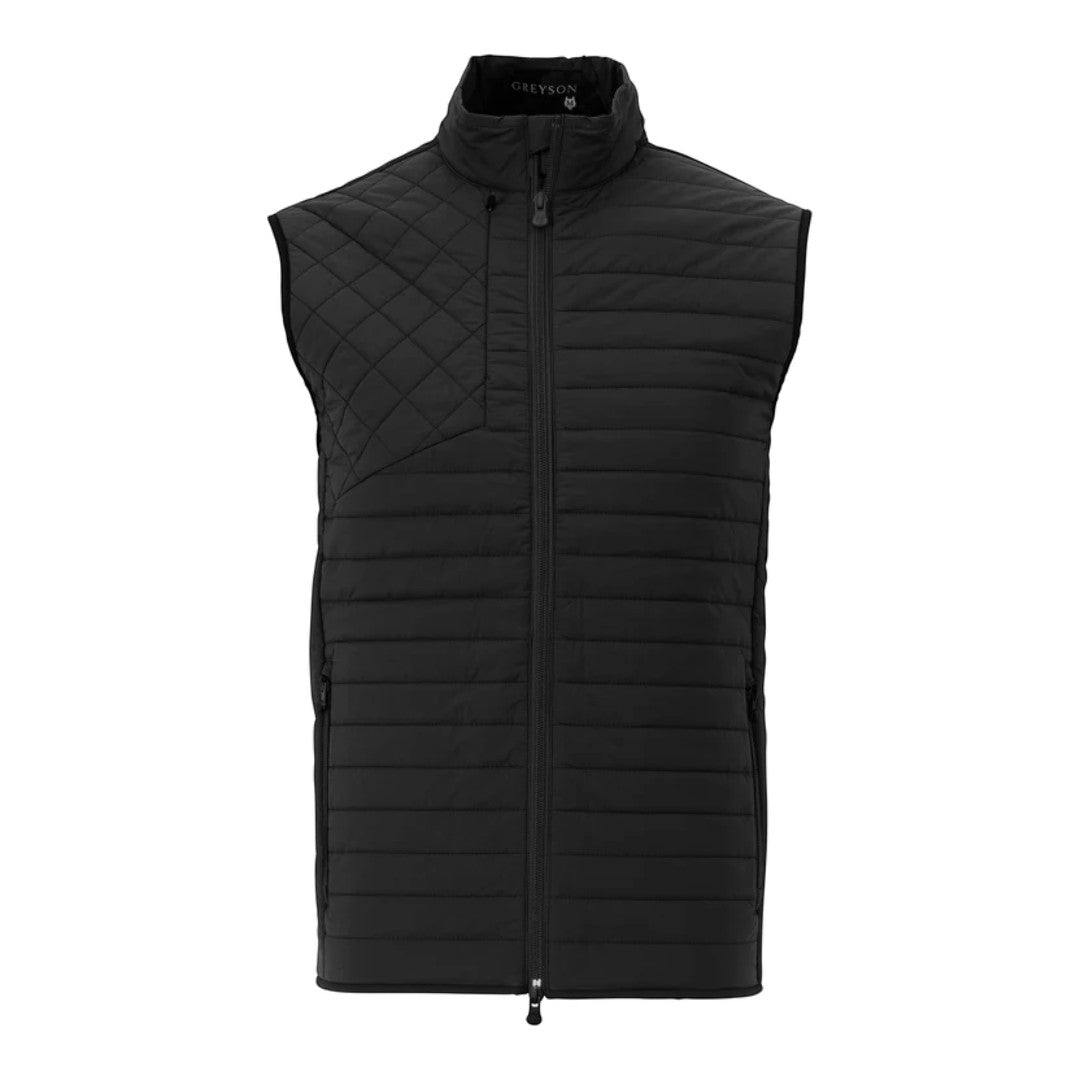 BirdieBox Greyson Yukon Ultralight Hybrid Vest in black, featuring a quilted design, matte shell, and zippered pockets. Ideal for outdoor activities.