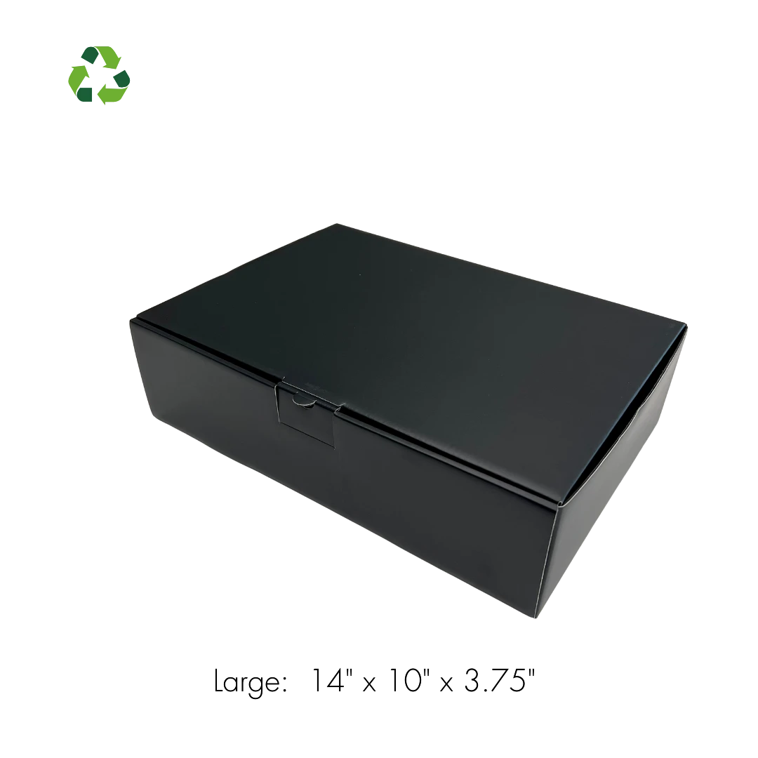 BirdieBox large black corrugated box, 14" x 10" x 3.75", ideal for shipping and custom branding.