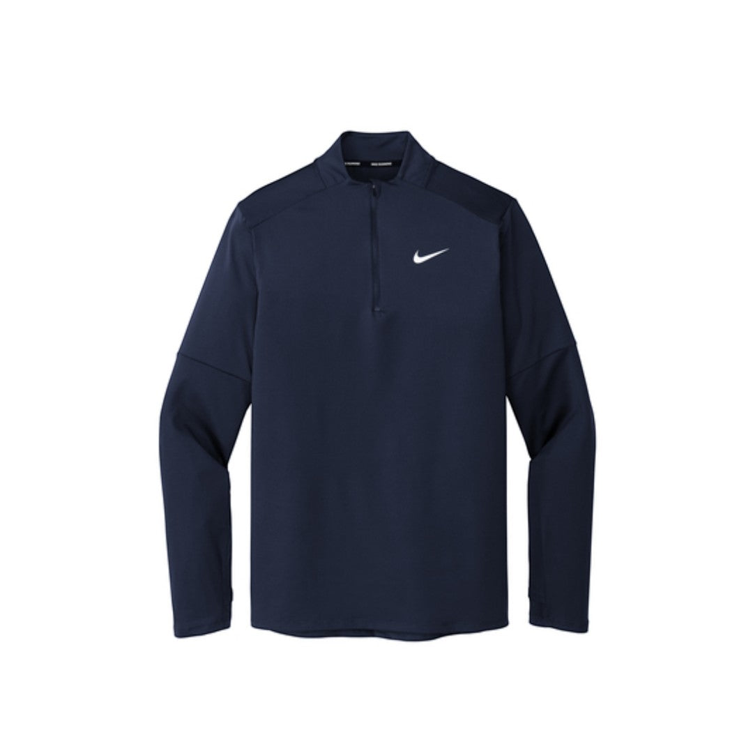 BirdieBox Nike navy blue Dri-FIT Element 1/2-zip pullover with thumbholes and contrast Swoosh logo on chest.