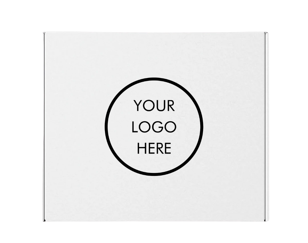 BirdieBox large white corrugated box with customizable logo area on lid, dimensions 11" x 8" x 3.5"