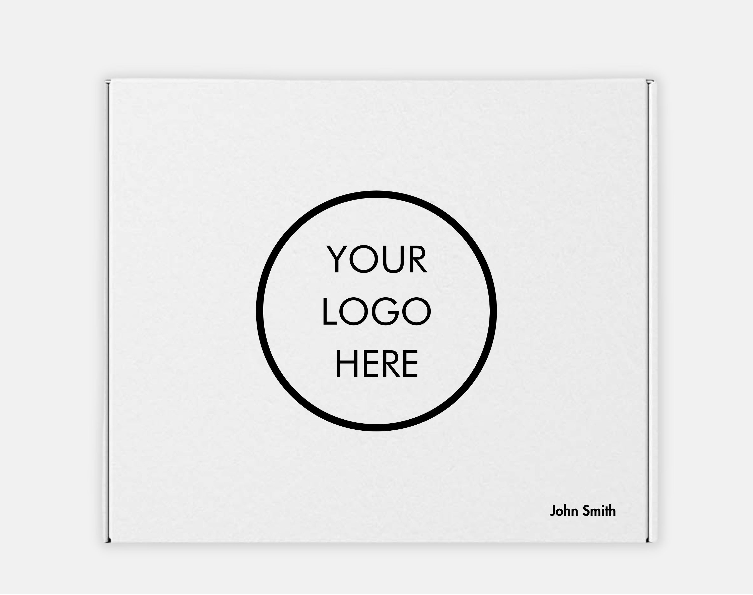 BirdieBox large white corrugated box with custom logo and name printing options. Dimensions 11" x 8" x 3.5".