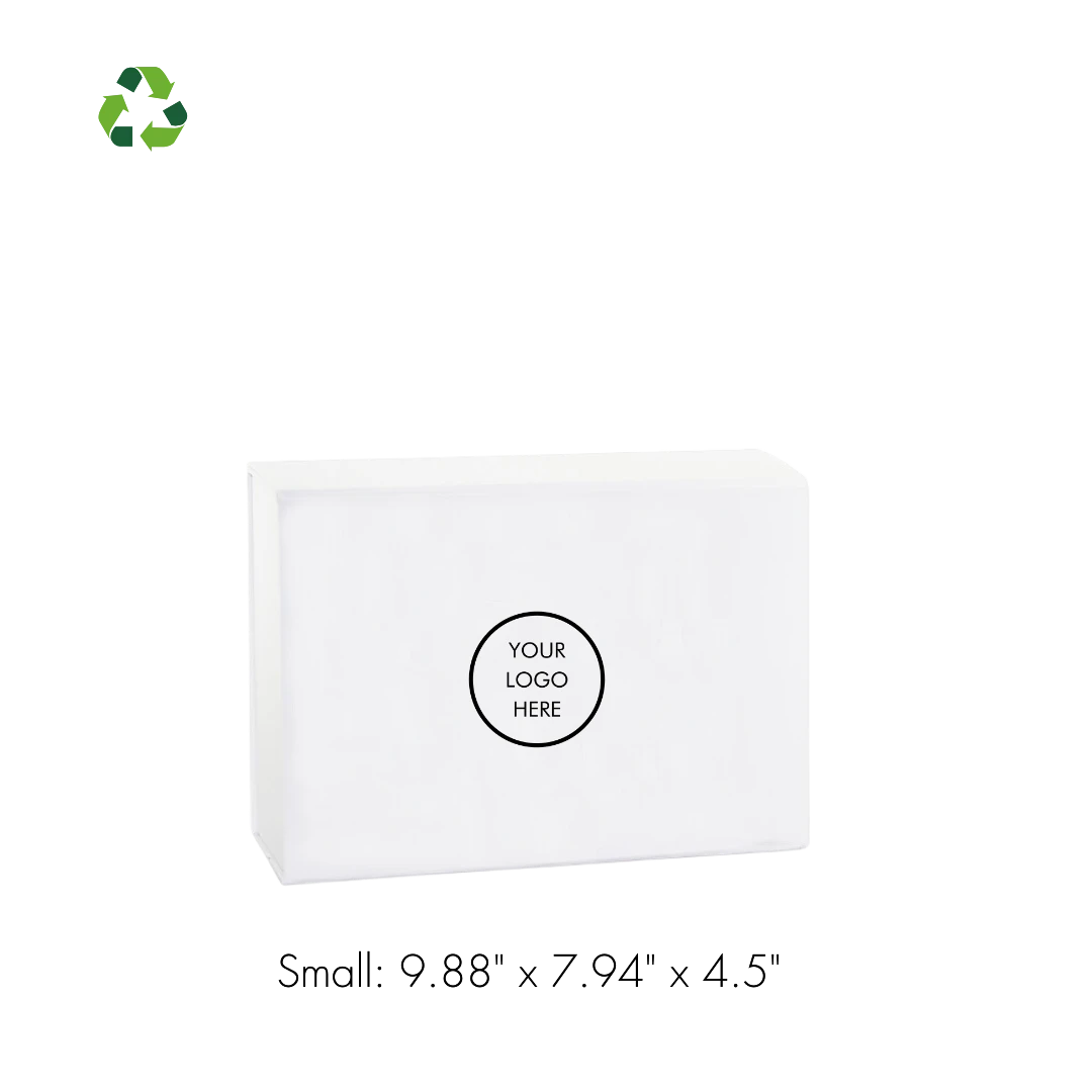 BirdieBox small white soft touch collapsible gift box with customizable logo area on lid.