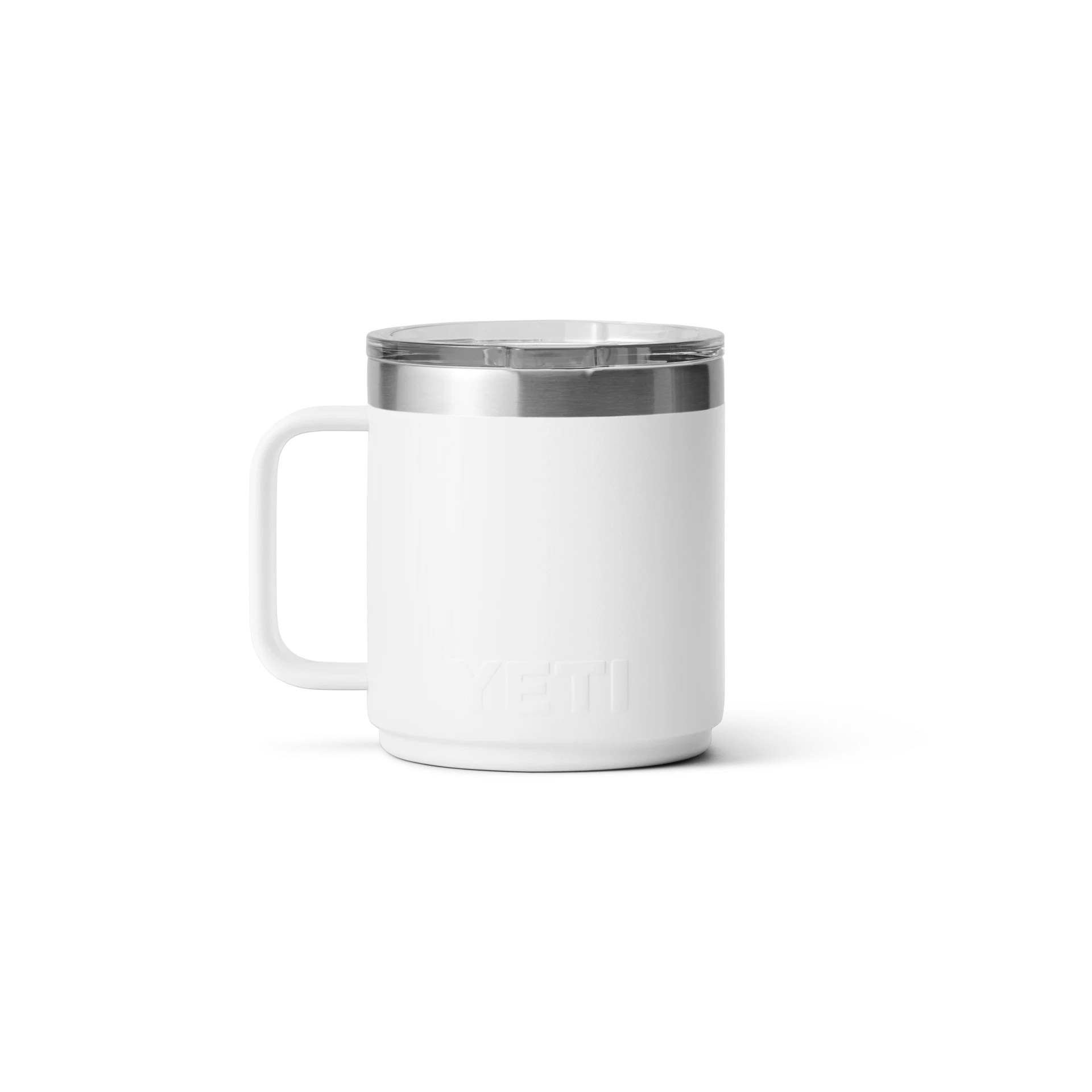 BirdieBox YETI Rambler 10 oz white stackable mug with welded handle and MagSlider lid.