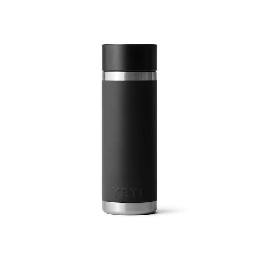 BirdieBox YETI Rambler 18 oz black stainless steel insulated bottle with leakproof Hotshot cap.