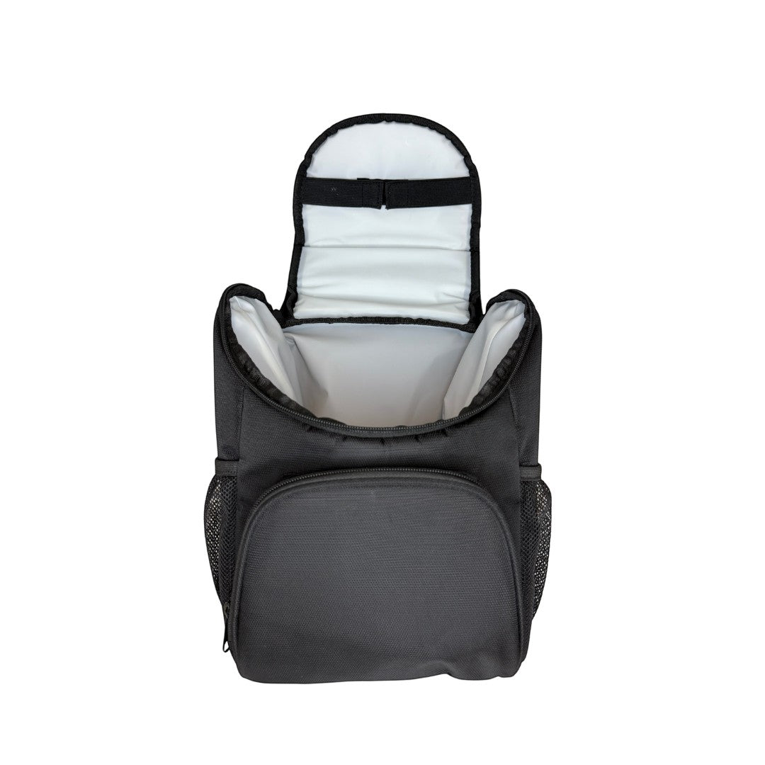 BirdieBox Hudson Cole black insulated cooler bag with front pocket and mesh side pockets