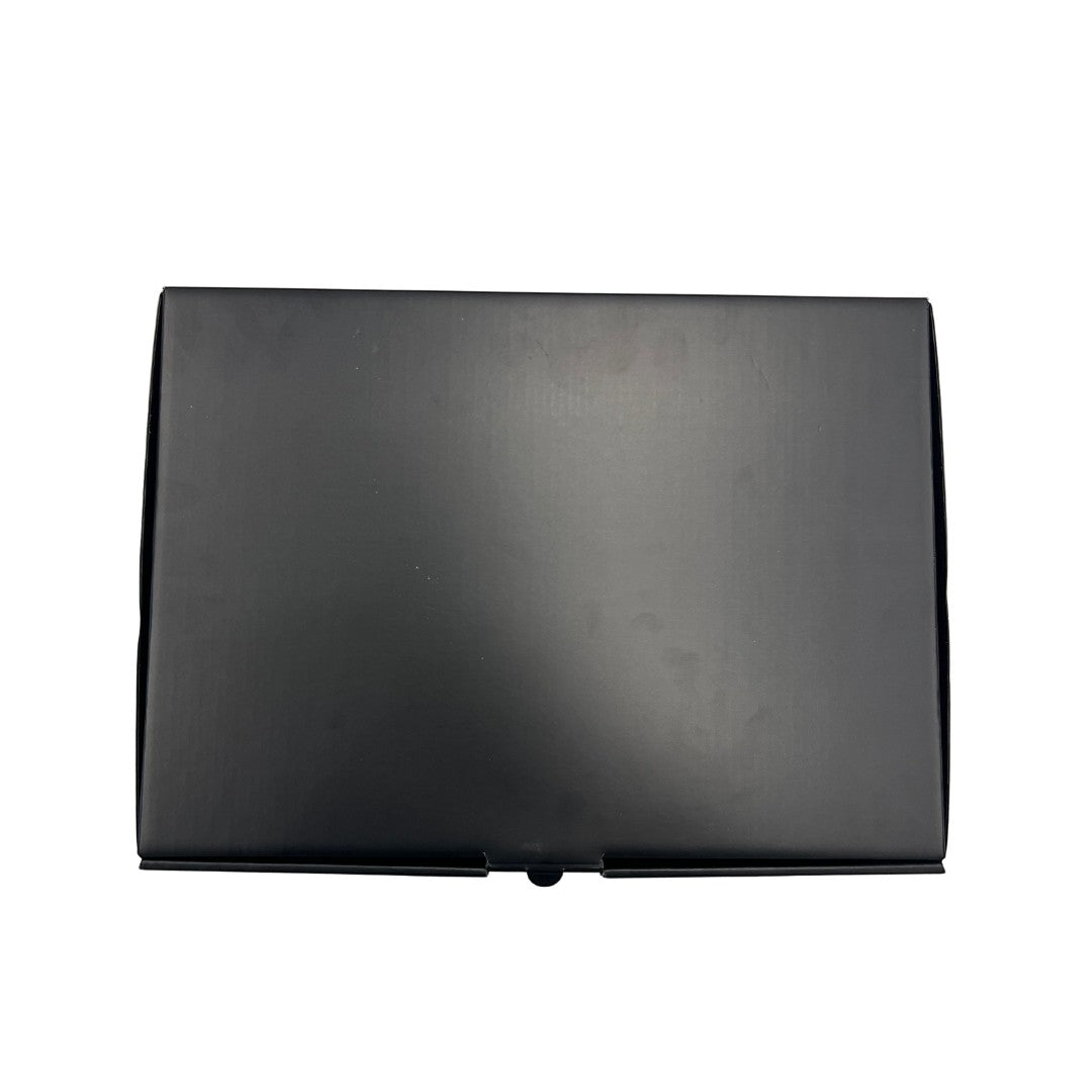 BirdieBox large black corrugated box, 14" x 10" x 3.75", customizable with logo or name.