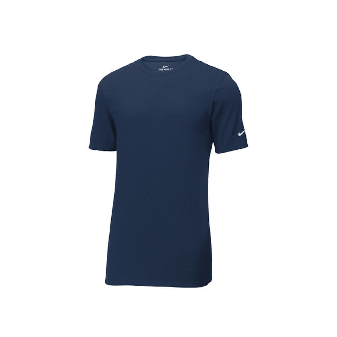 BirdieBox Nike navy blue Dri-FIT performance short sleeve t-shirt with crew neck and white Swoosh logo on sleeve.