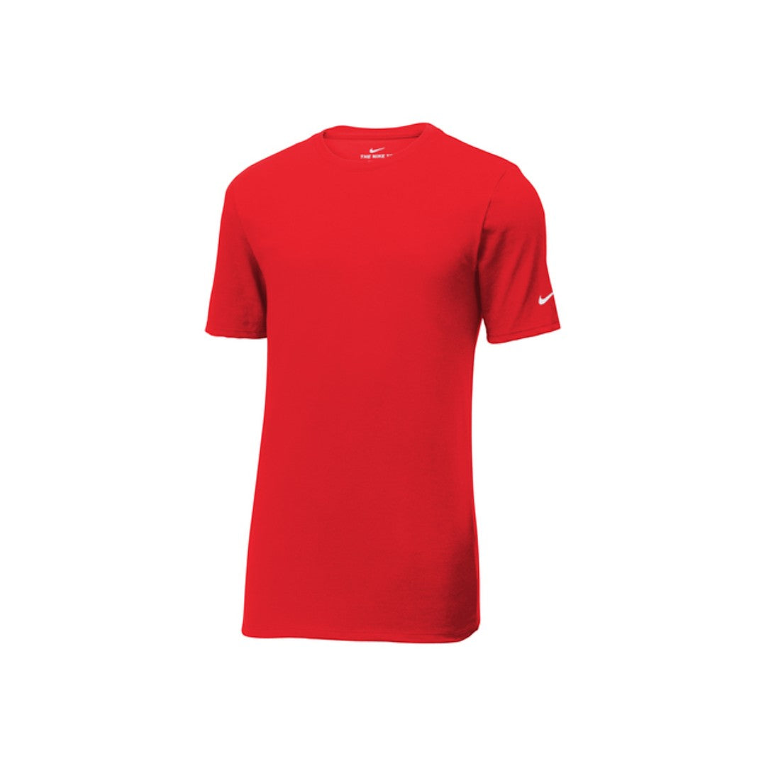 BirdieBox red Nike Dri-FIT performance short sleeve t-shirt with crew neck and white Swoosh logo on sleeve.
