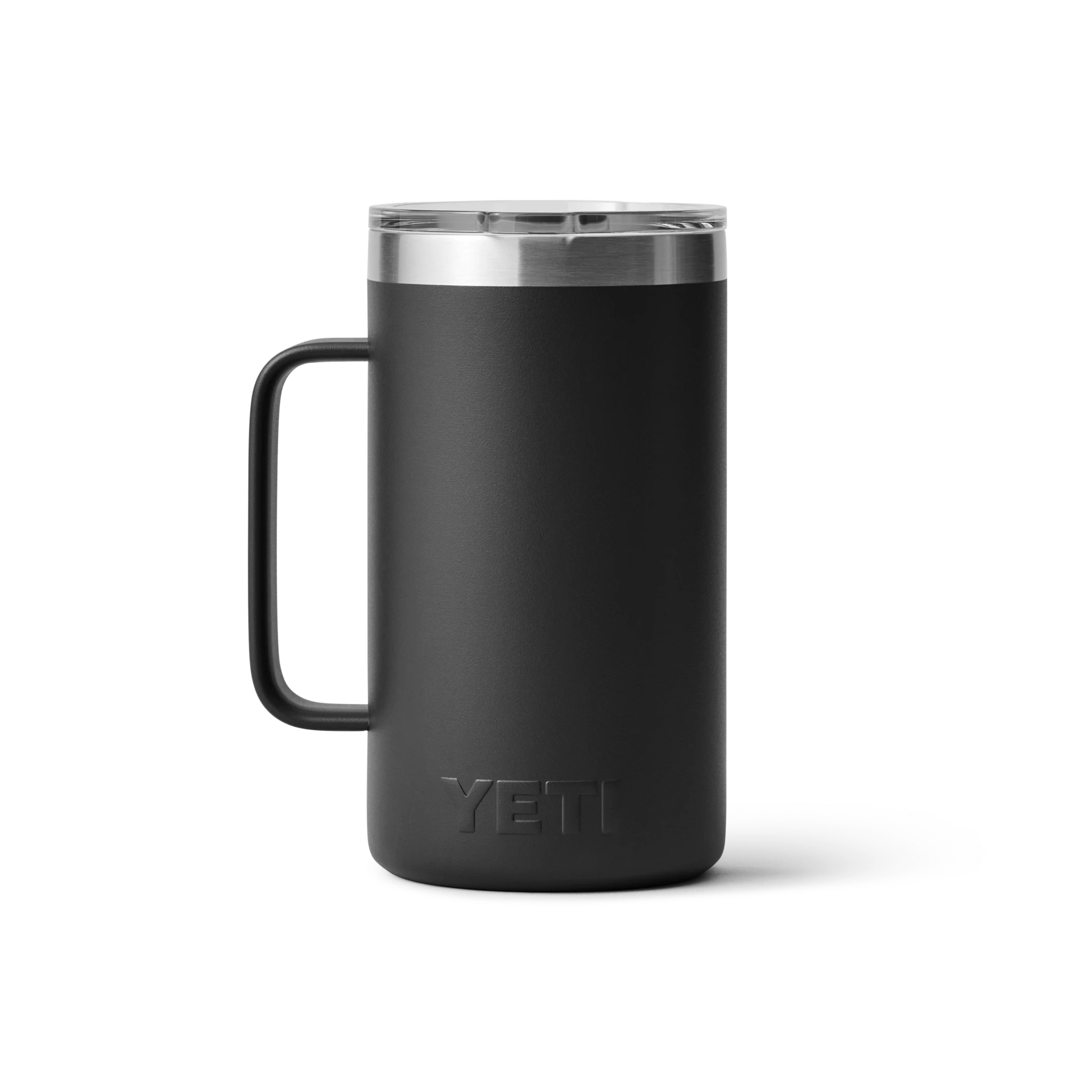 BirdieBox YETI Rambler 24 oz black stainless steel mug with MagSlider lid and easy grip handle.